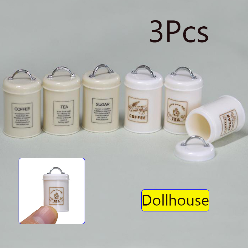 Coffee Tea & Jane - 3Pcs Miniature Dollhouse Mini Food/Tea/Coffee Cans