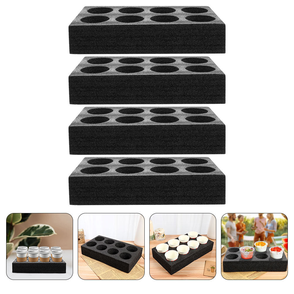 Coffee Tea Cup - 4Pcs Multi-Hole Cup Tray 8-Cup Capacity