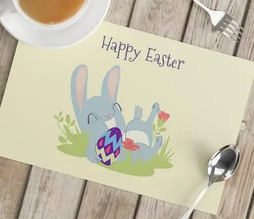 Cartoon Easter Bunny Eggs Prin - Coffee Tea Place ulasan dan harga