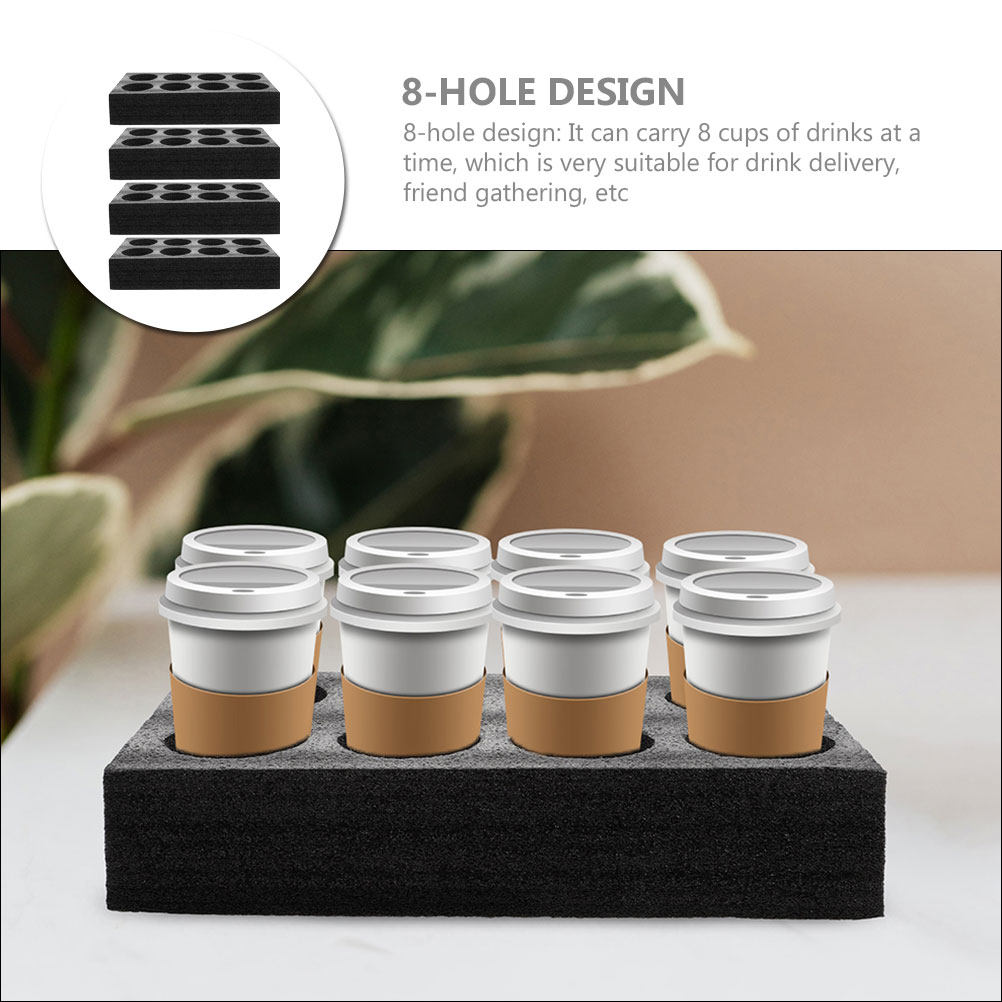 4Pcs 8-Hole Beverage Cup Tray  - Coffee Tea Cup ulasan dan harga