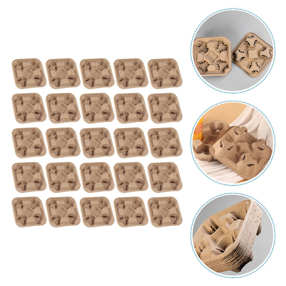 25Pcs Four-Cup Paper Pulp Hold - Coffee Tea Cup ulasan dan harga