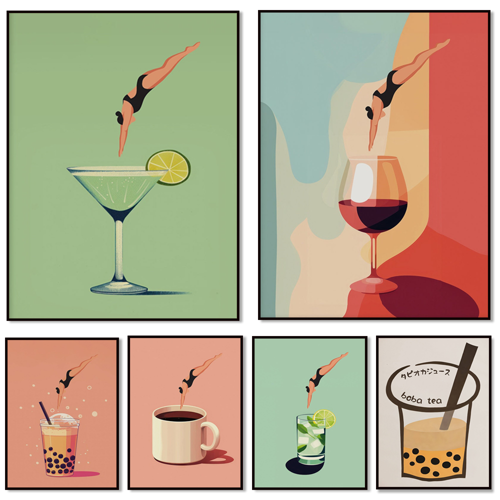 Wine wall art, gin and tonic,  - Coffee Tea Picture ulasan dan harga