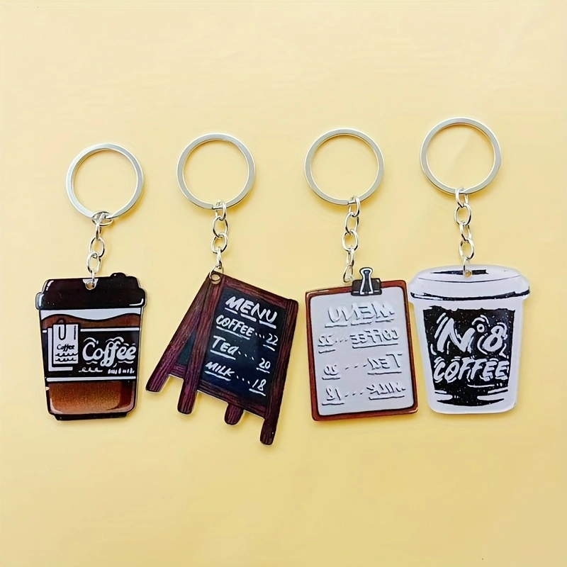 8pcs acrylic coffee cup keycha - Coffee&Tea House Opinie ulasan dan harga