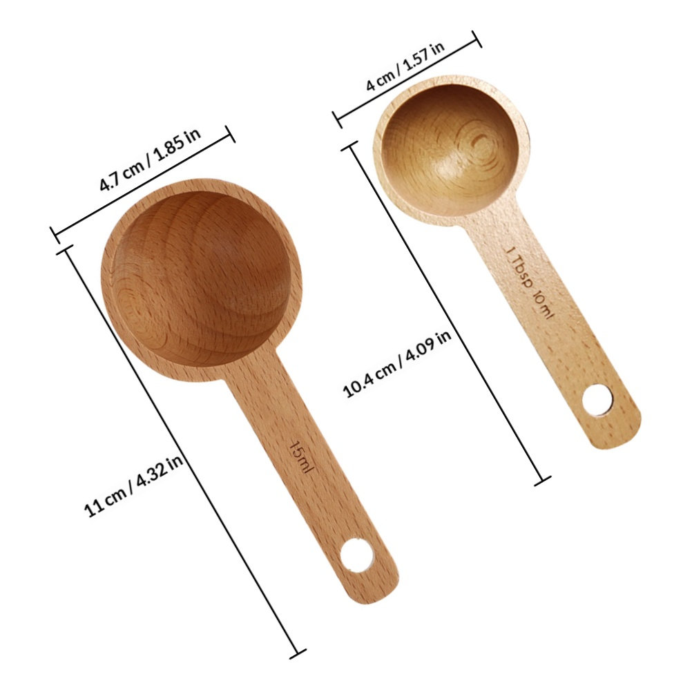 2Pcs Wooden Tablespoon Scoop f - Coffee Tea Leaf And Bean ulasan dan harga